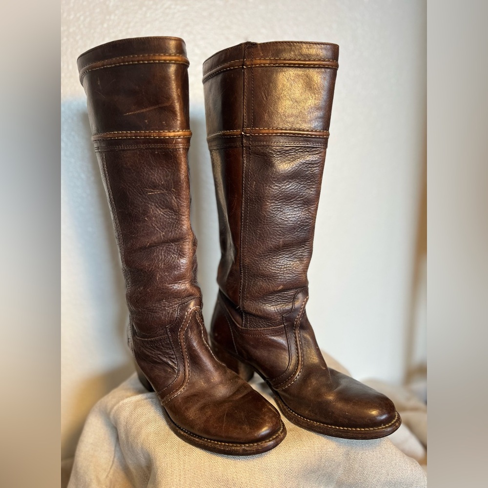 Frye Jane Tall Brown Leather Riding Boots